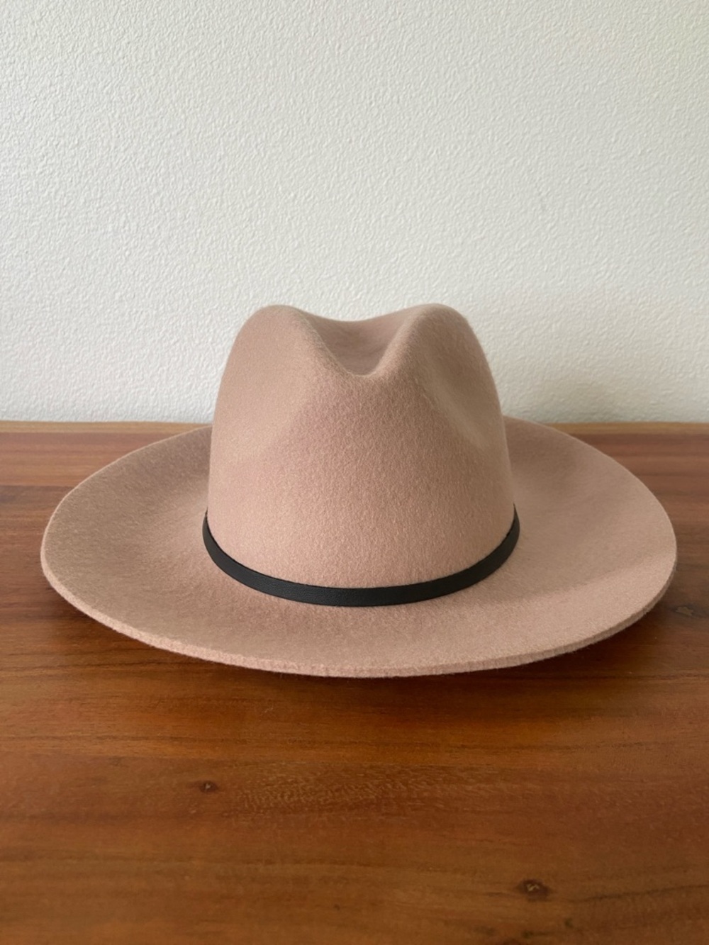Target wool felted hat fedora brown tan mauve rancher hat vegan leather belt OS